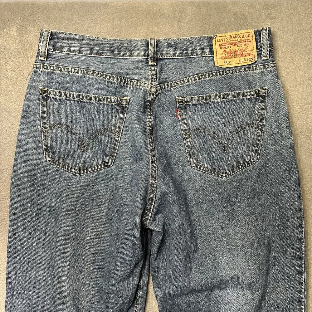 Levis 560 Mens 36x29 Comfort Fit Tapered Jeans Blue Medium Wash Y2K EUC